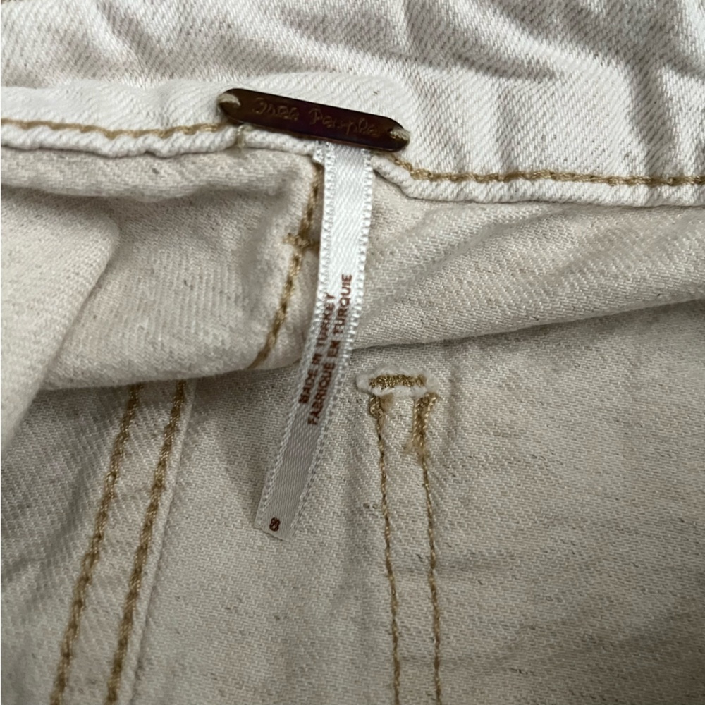 (NO BELT) Free People Splendor in the Grass Oatmeal Paper Bag Mini Skirt Size 8 - Picture 10 of 11